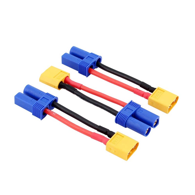 OliRC 3pcs Male XT60 to Female EC5 Losi Connector Adapter for Turnigy 8ight SCT LiPo with 14awg 5cm Cable(C75-3) - Image 2